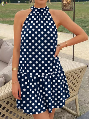 White relaxed mini dress with halter
