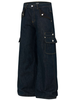 100% polyester Care instructions: Machine wash cold wide-leg jeans in Blue with wide-leg silhouette