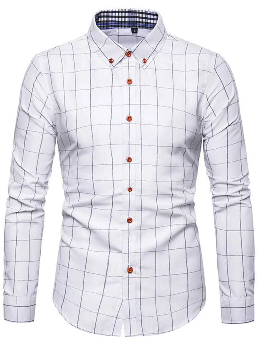 Navy Men's Plus Size Classic Plaid Button-down Shirt