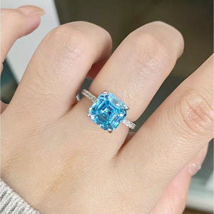 925 sterling silver, Growing high-carbon diamonds Care instructions: Avoid weari ring in Sky Blue with square silhouette
