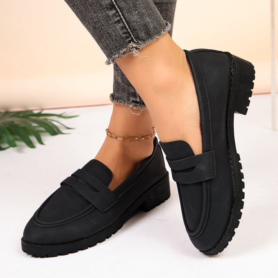 PU Leather,Rubber Imported Size & loafers in Black with regular silhouette