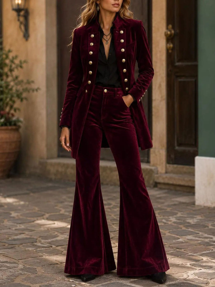 glam suit set in Red with collared