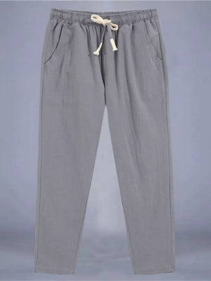 Men's Plus Size Drawstring Loose Fit Pants in Dark Gray
