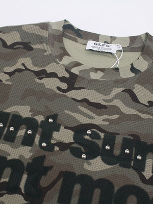 Green Camouflage t-shirt with hip-length and pullover