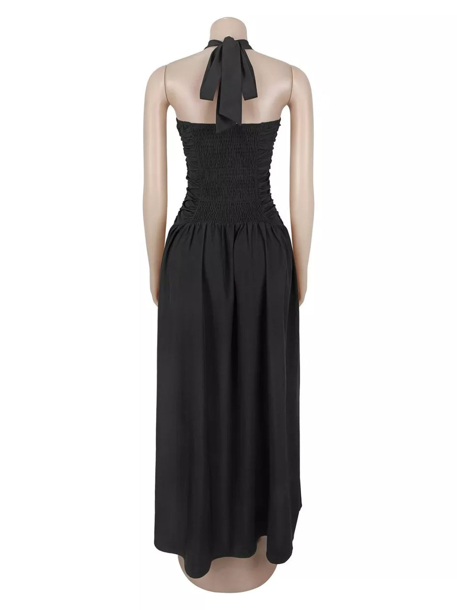 glam maxi dress in Black with halter