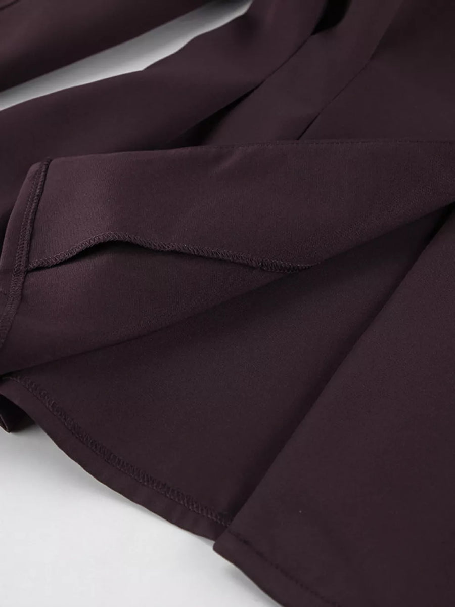 One-button Blazer And Wide-leg Pants Set in Dark Brown, view 13
