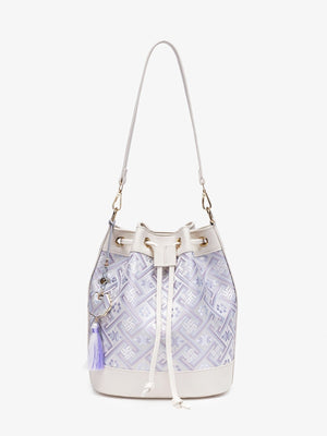 crossbody bag featuring geometric in White with PU Leather Imported Size & texture