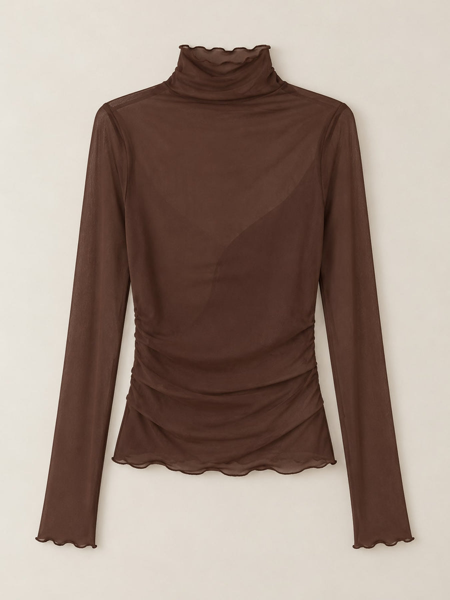 t-shirt in charcoal with turtleneck and long sleeve