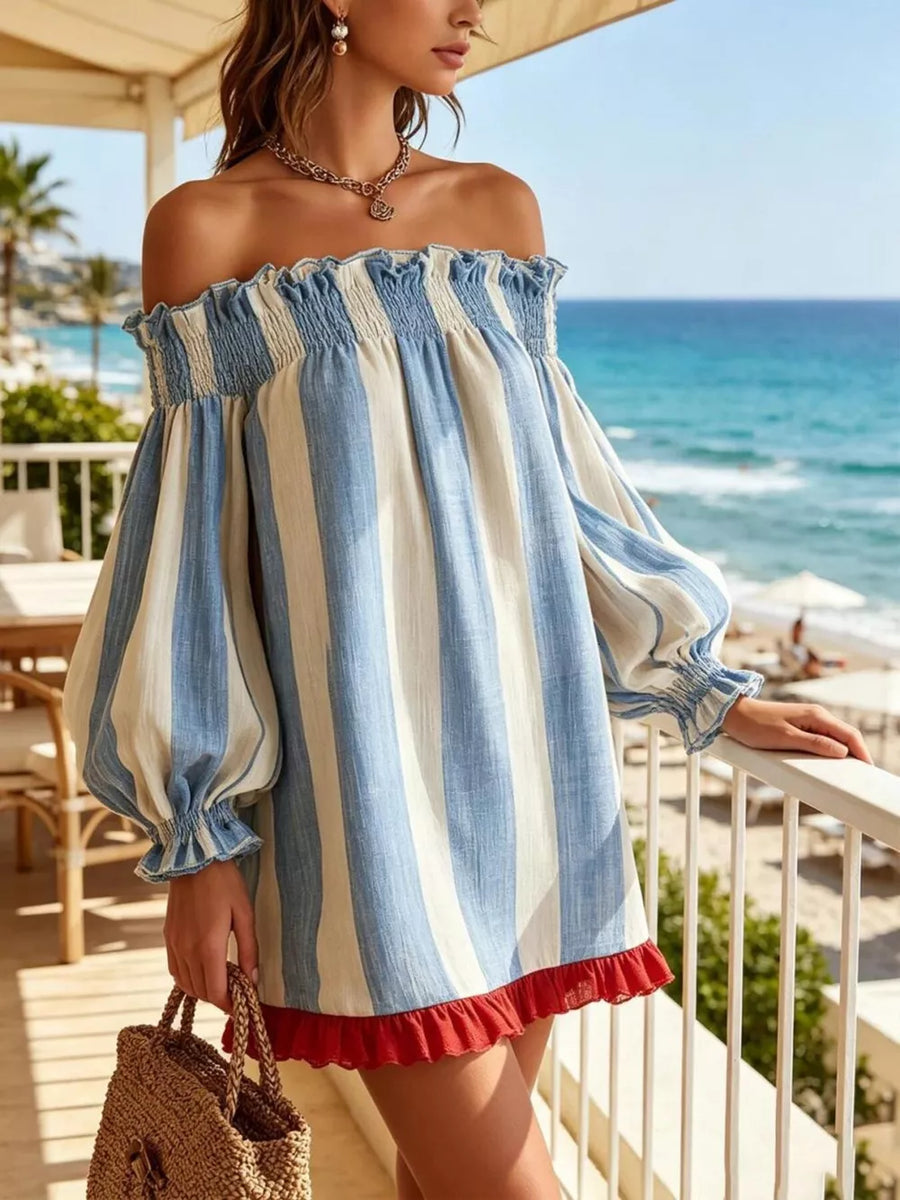 light blue mini dress with mini and pullover