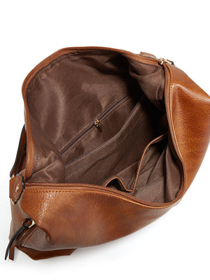 Large Leather Slouchy Shoulder Bag in Brown with slouchy design