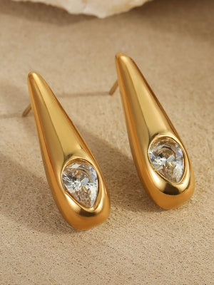 18K Gold-Plated,Stainless Steel,Zircon Care instructions: Avoid wearing during e earrings in Silver with teardrop silhouette
