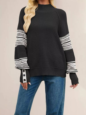 classic mock neck sweater in ivory with mock neck
