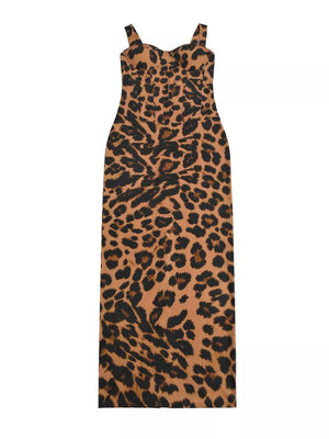 maxi dress featuring leopard-print in Leopard with 100% polyester Care instructions: Machine wash cold texture