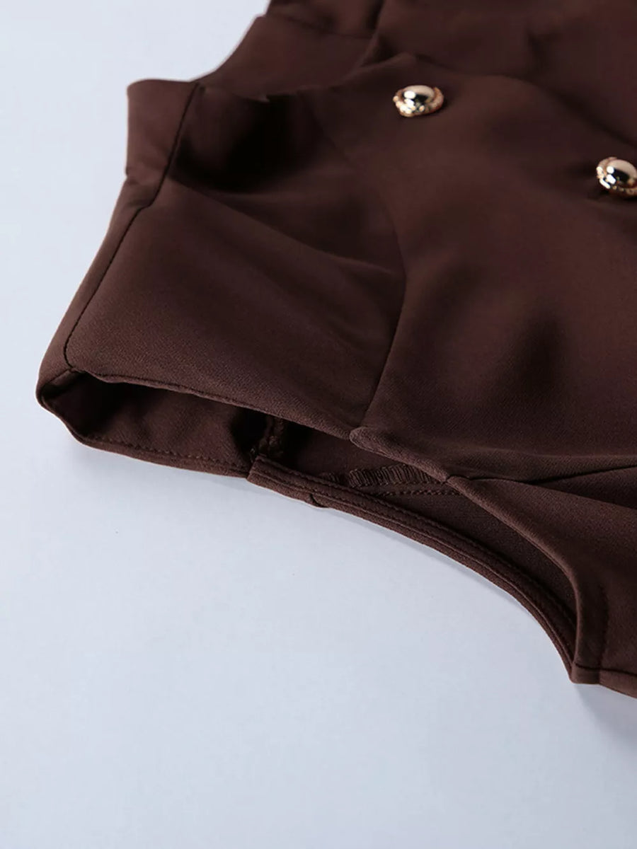 Brown A-line mini dress with collared