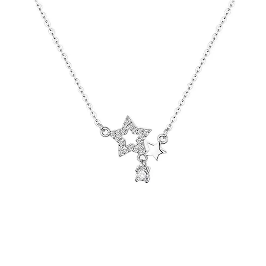 necklace in Silver with star and zircon accents