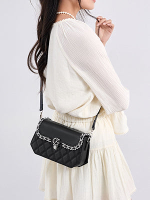 Black with crossbody bag with quilted with quilted 12