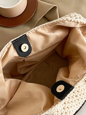 Cream with Crochet Knit Crossbody Bag in Cream