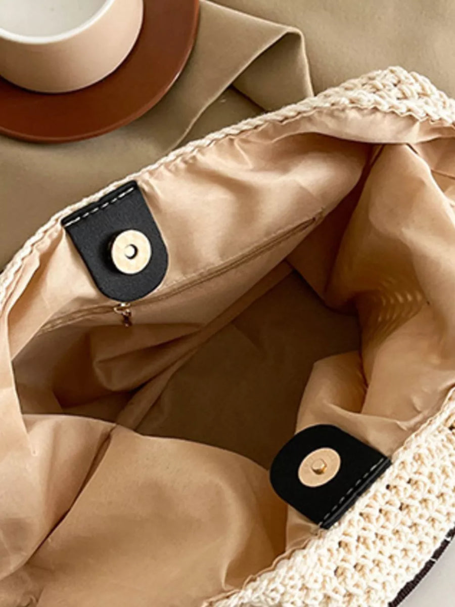 Cream with Crochet Knit Crossbody Bag in Cream