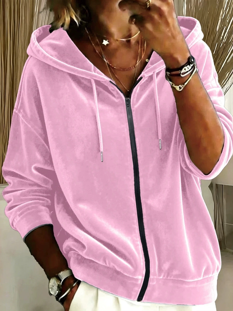Black zip hoodie with zipper and long sleeve