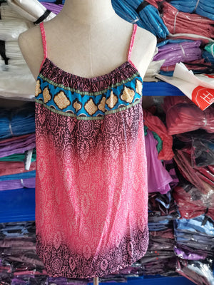 Pink camisole with hip-length and pullover