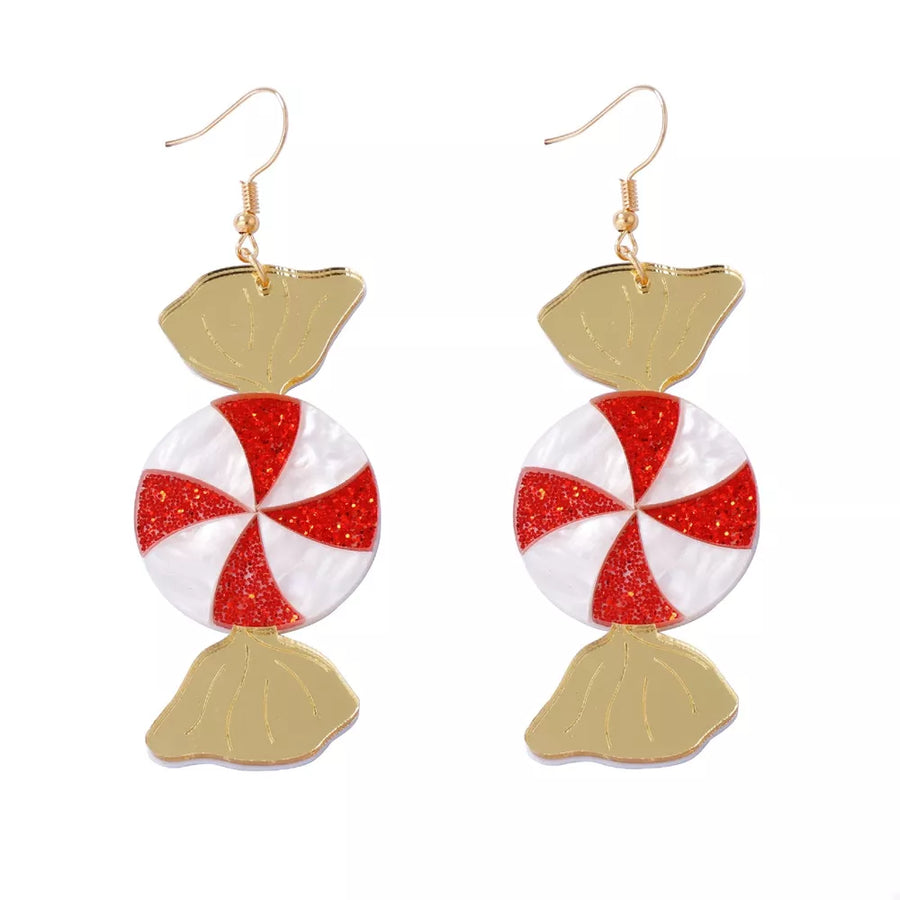 earrings in white with striped and drop design