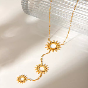 necklace featuring sun motif in Gold with 18K Gold-Plated, Stainless Steel, Titanium Steel Care instructions: Avoid wearin
