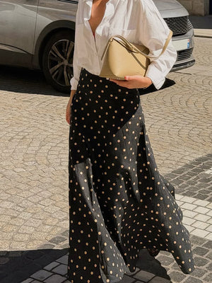 A-line skirt in black featuring high-waisted and A-line fit