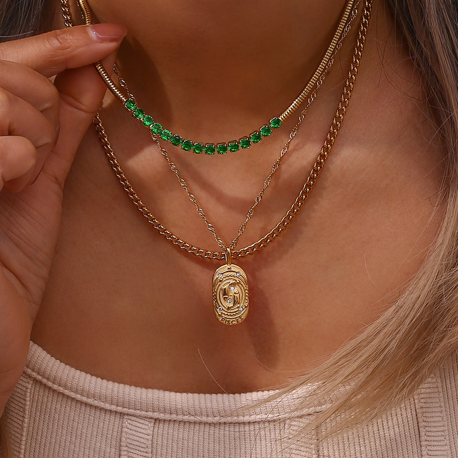 gold necklace featuring 18K gold-plated and zodiac