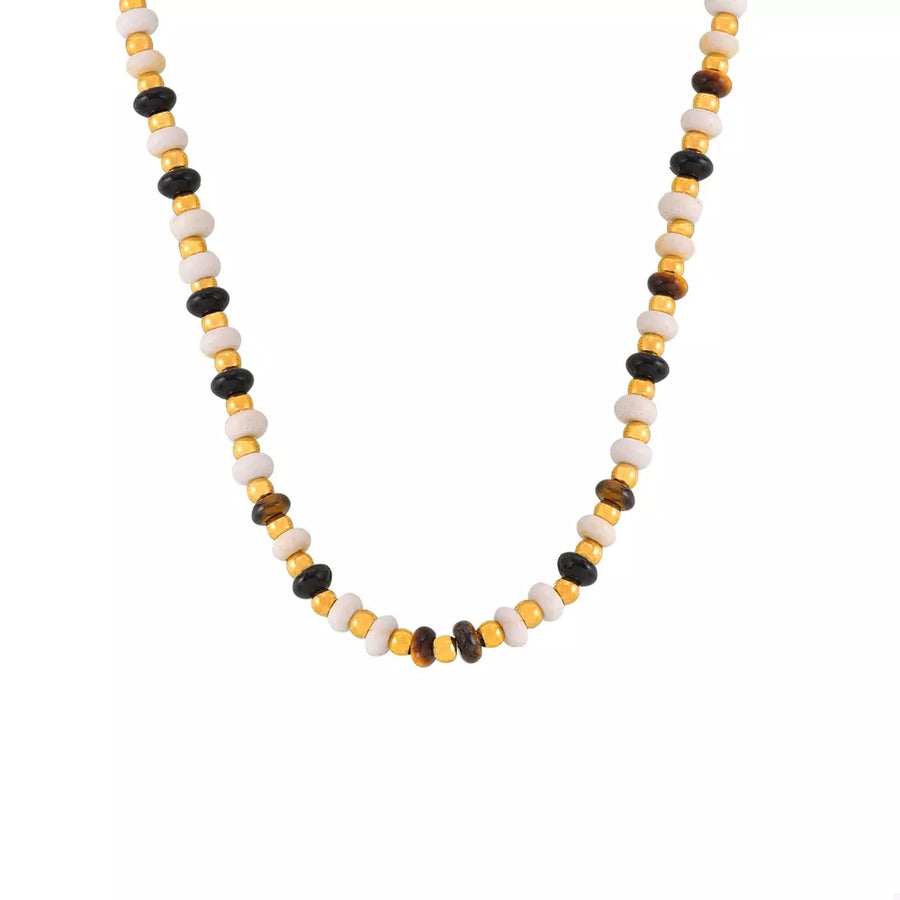 necklace in Gold with beaded and layered