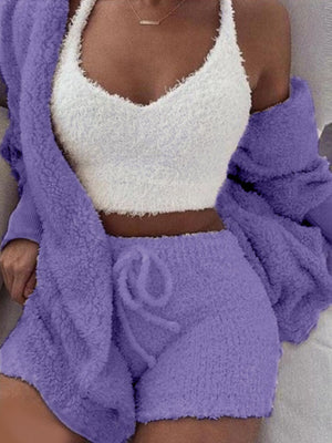 Purple relaxed pajama set with v-neck