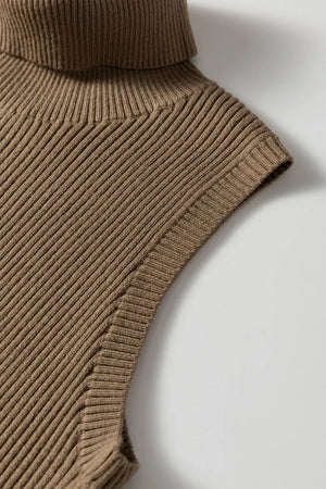 classic sweater vest in Mocha with mock neck