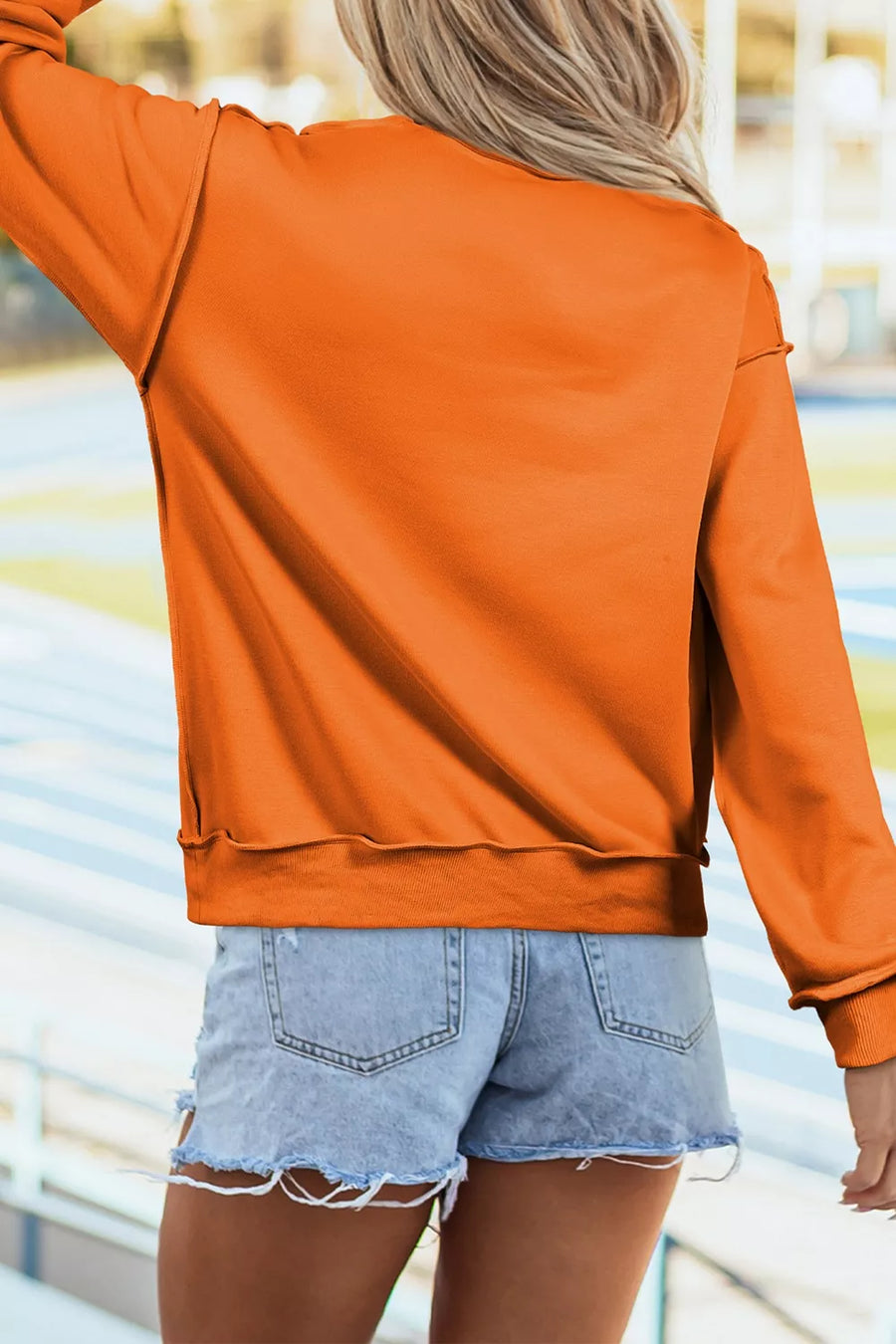 artsy sweatshirt in Orange with mock neck