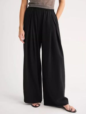 wide-leg pants in Coffee Brown with pocketed and full-length