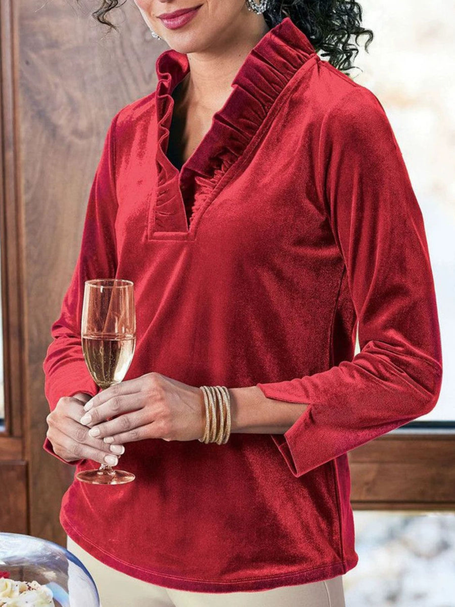 royal blue regular blouse with v-neck