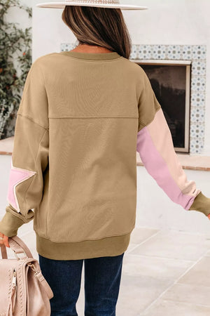 modern sweatshirt in Tan with crew neck