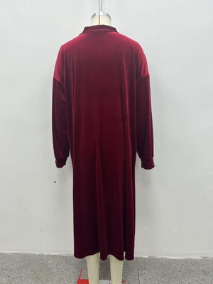 Plus Size Velvet Open-Front Longline Cardigan in Black Forest with pocketed