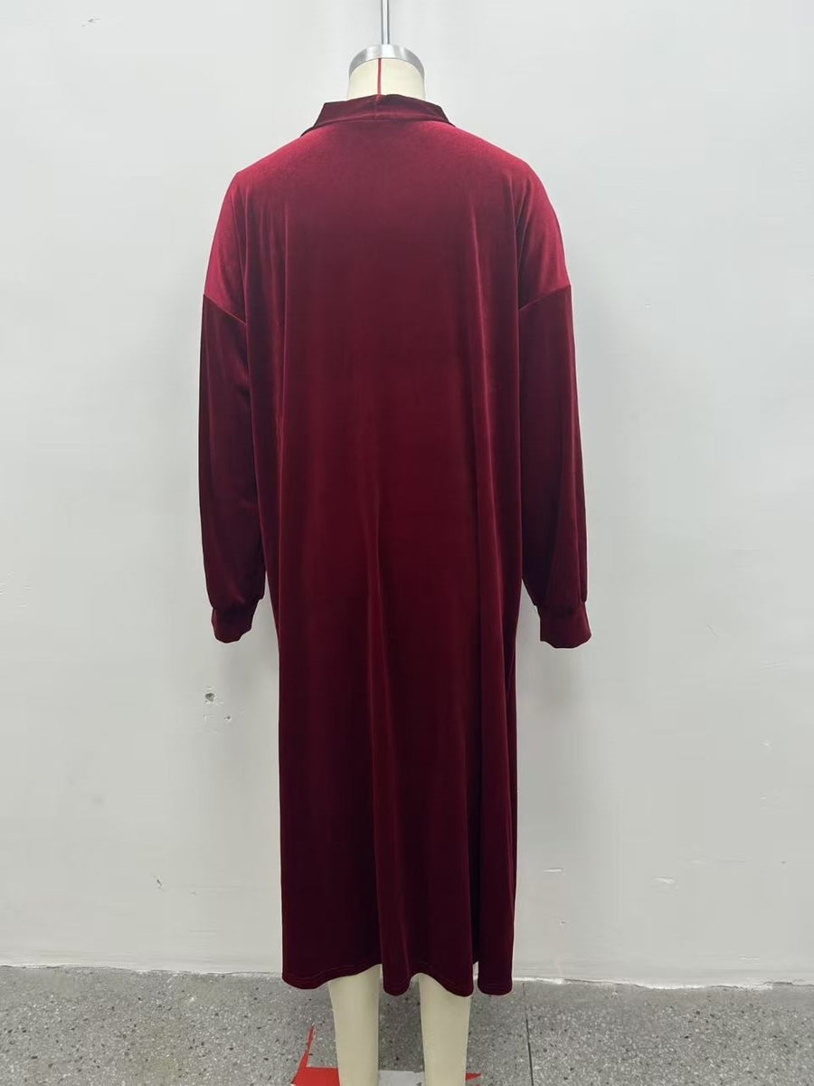 Plus Size Velvet Open-Front Longline Cardigan in Black Forest with pocketed