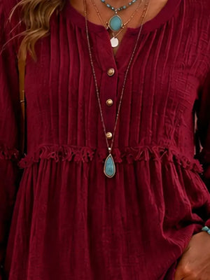 bohemian blouse in Gray with notched