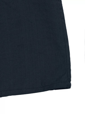 blouse in navy blue with lace detail and hip-length