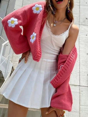 100% polyester Care instructions: Machine wash cold cardigan in Strawberry with relaxed silhouette