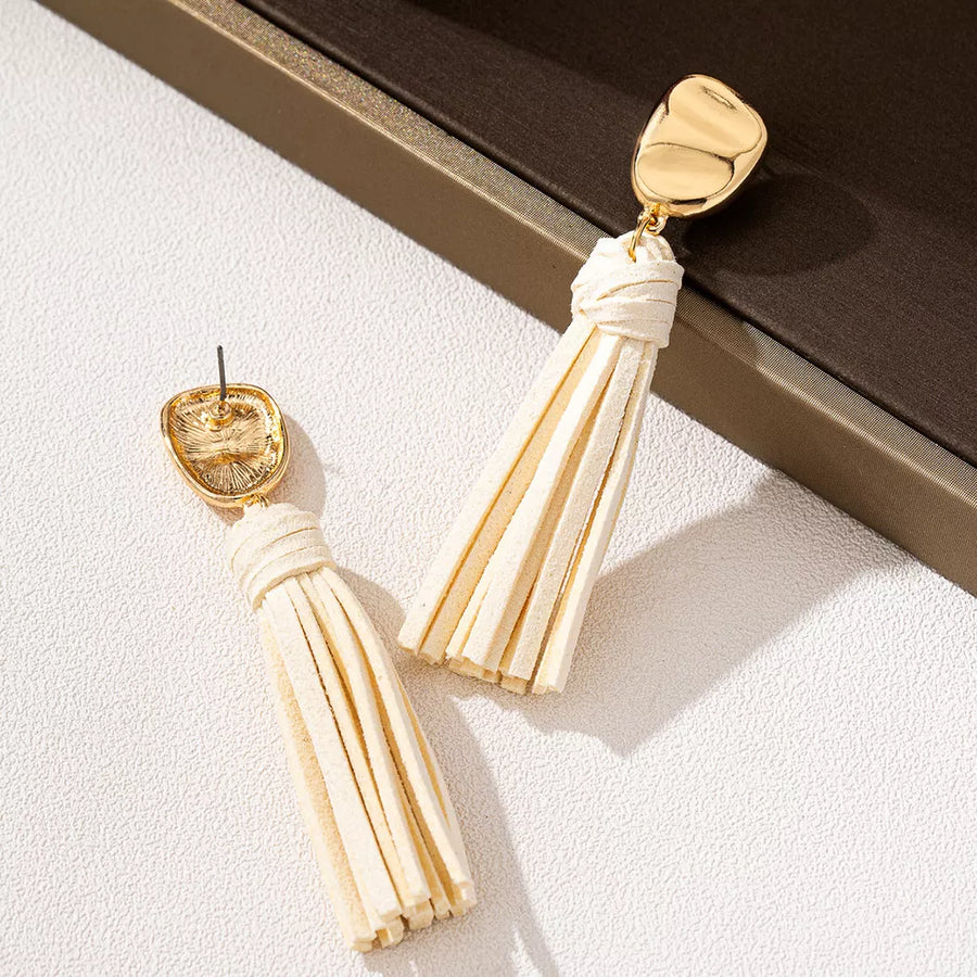 gold earrings with long and post-back