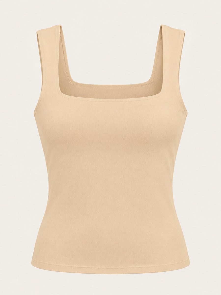 minimalist tank top in Light Pink with square neck