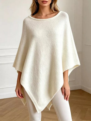 Gray oversized poncho with boat neck