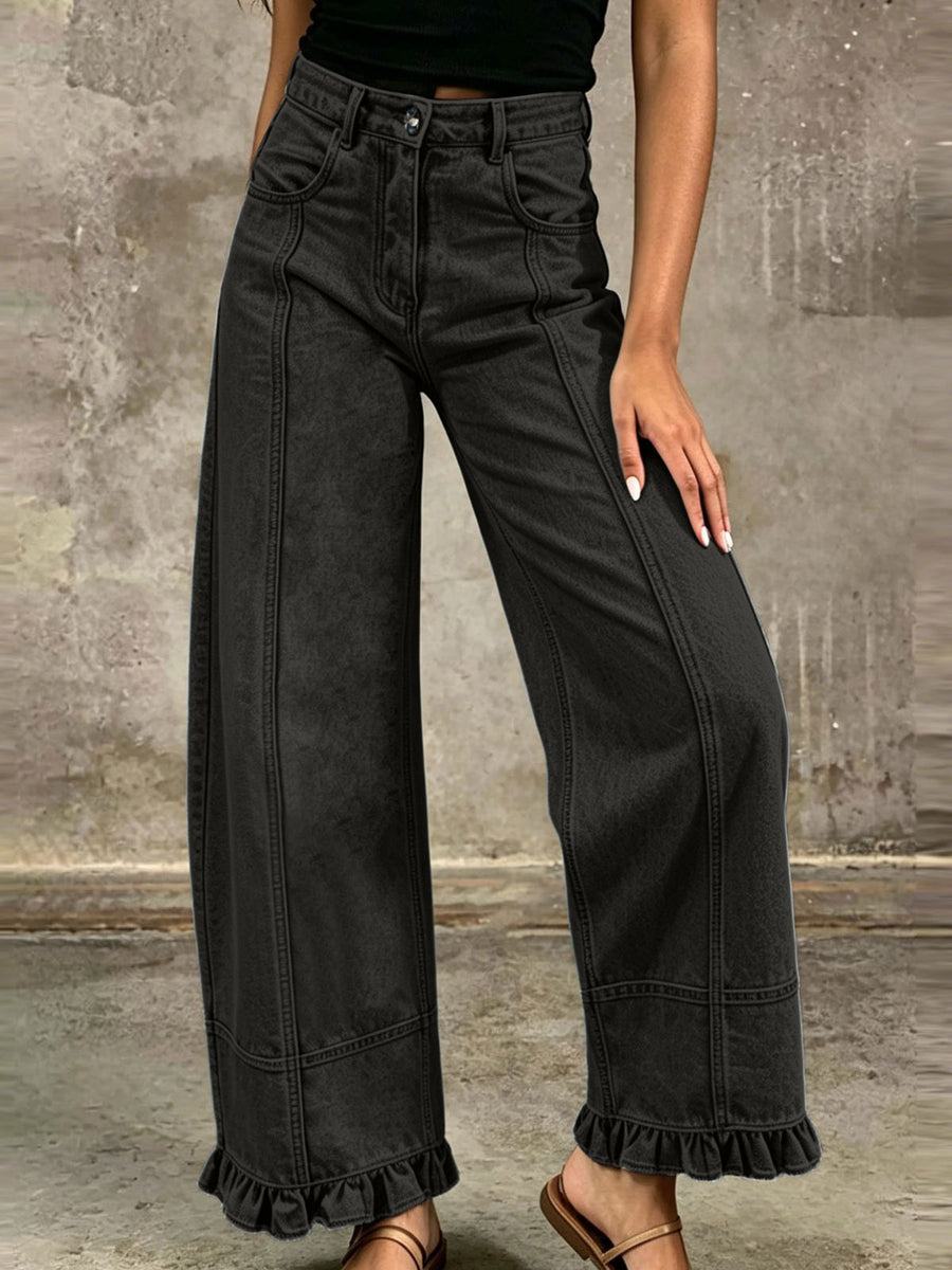 jeans in Khaki with buttoned and full-length