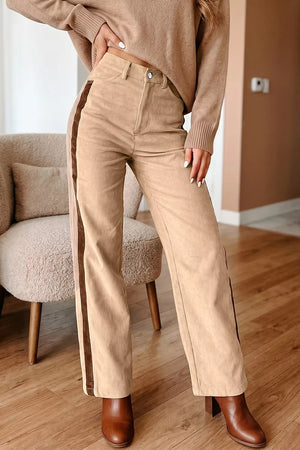 98% cotton, 2% elastane Care instructions: Machine wash cold pants in Tan with straight silhouette