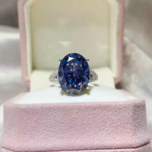 Blue with 10 Carat Moissanite 925 Sterling Silver Ring