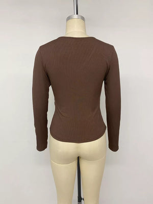 wrap top in Coffee Brown