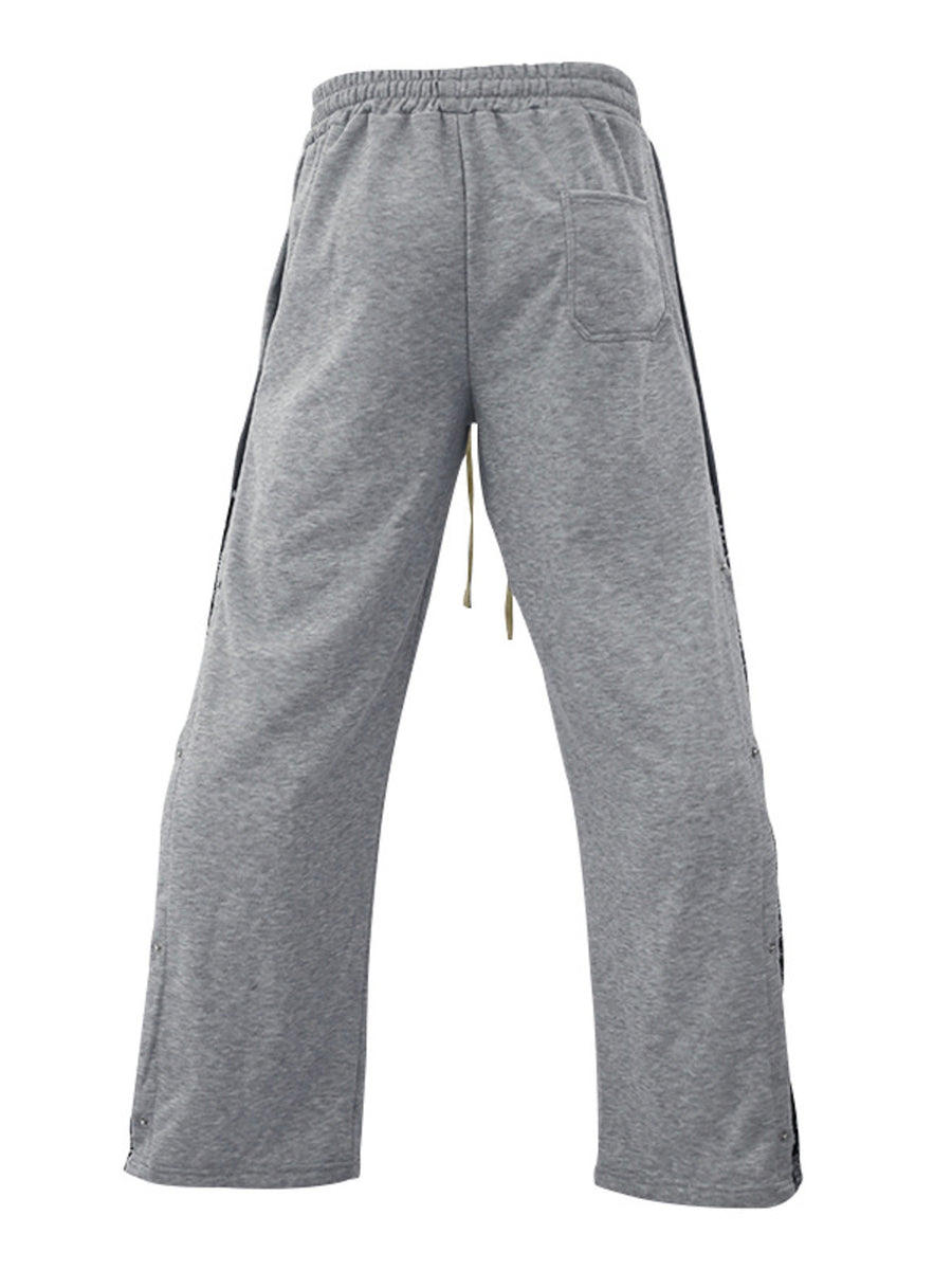 Men's Full Size Side Snap Button Pants Plus Size in Gray