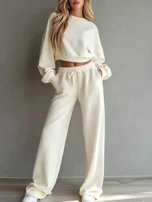 Yellow lounge set with pocketed and long sleeve
