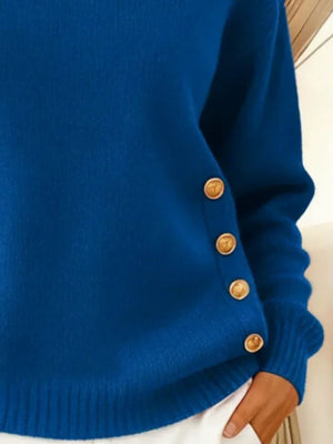 classic pullover sweater in Blue with collared